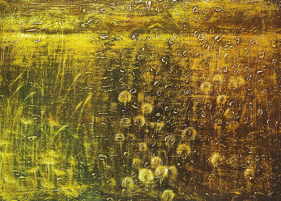 Image of In the grass by Halyna Ilkiv, size: 50*70 см, made of MDF tablet, acrylic, varnish, Graphics medium, from Morshyn, part of the since childhood series