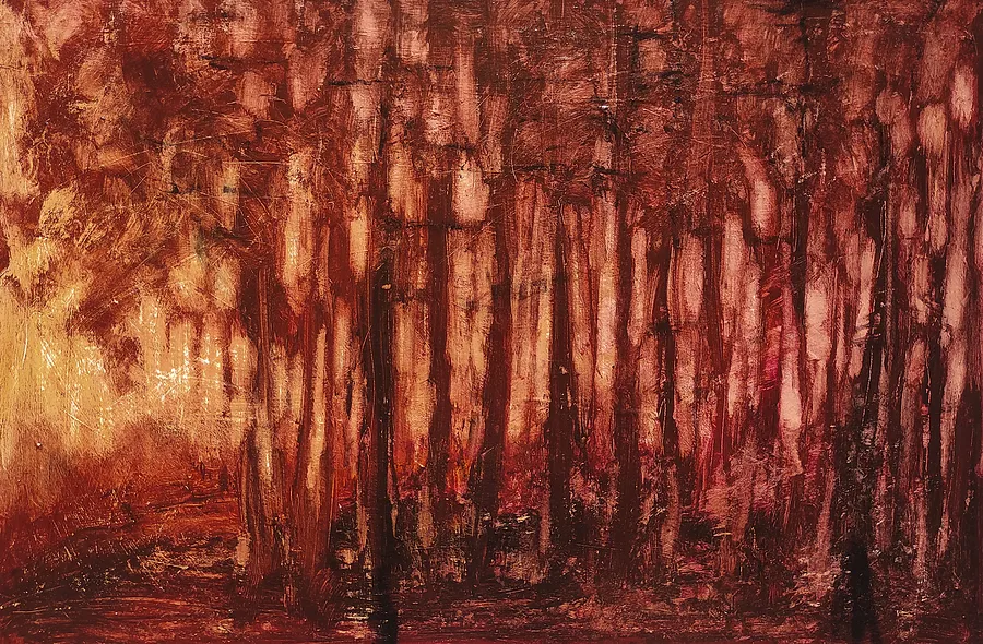 Image of In the forest by Halyna Ilkiv, size: 40*60 см, made of MDF board, acrylic, varnish, Graphics medium, from Morshyn